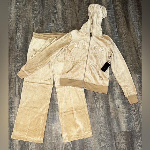 BCBGMaxAzria Pants - BCBG tan velour tracksuit NWT